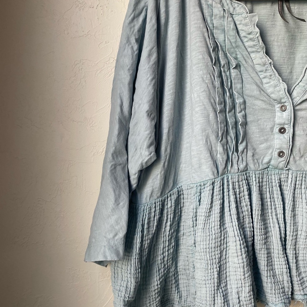Anthropologie Light Blue 100% Cotton Blouse Size Medium - Picture 4 of 6